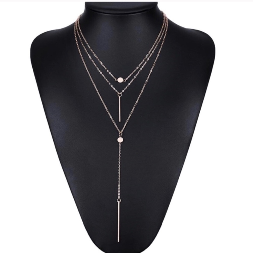 Triple Layered Gold Necklace - Picture 2 of 3